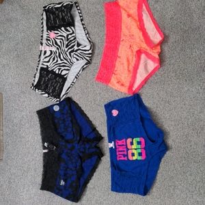 4 pairs low rise boy shorts from PINK by Victoria's Secret. Size L